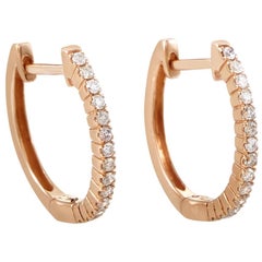 14 Karat Rose Gold Diamond Small Hoop Earrings AER-10707R