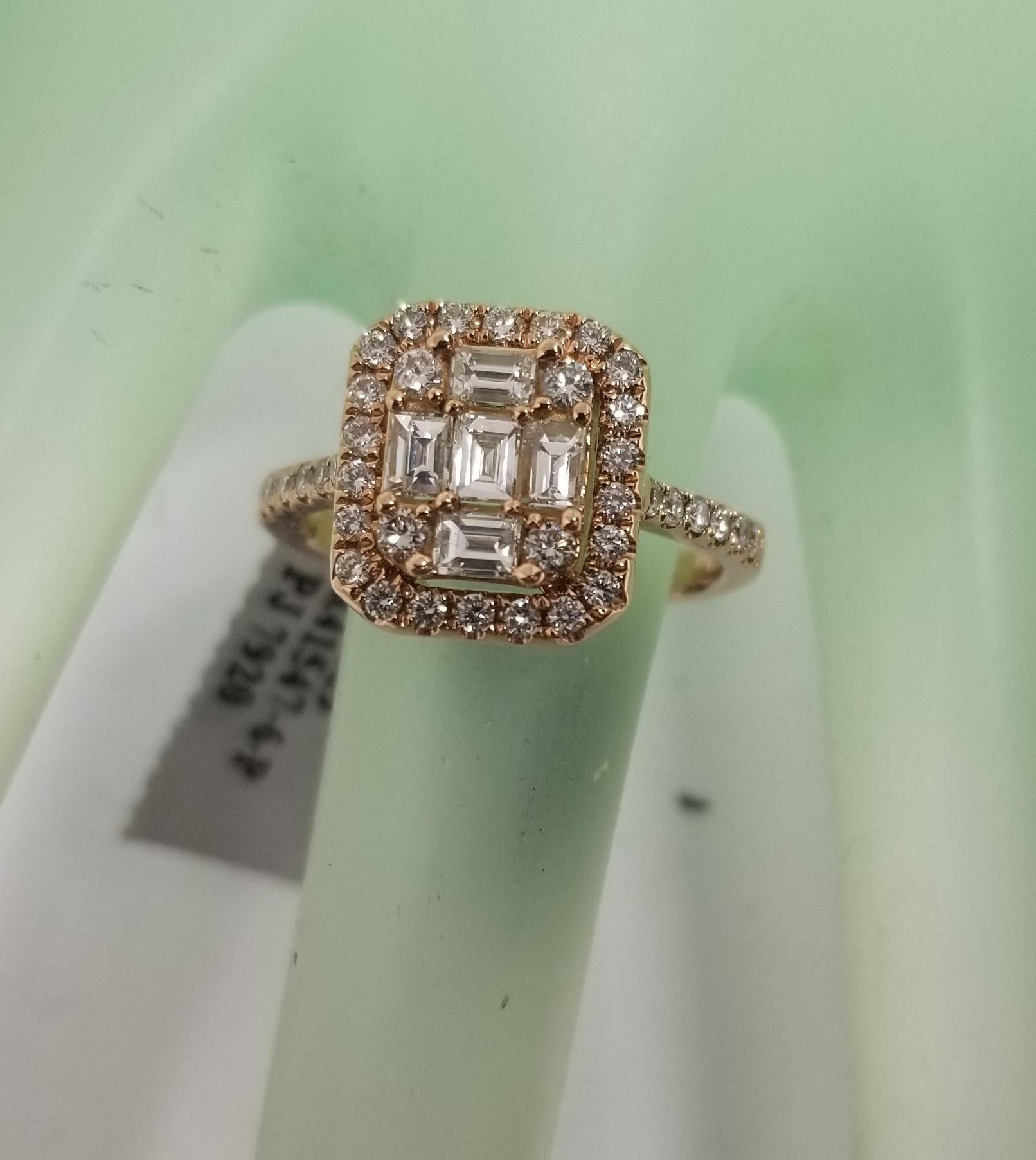 Women's or Men's 14 Karat Rose Gold Diamond Solitaire Halo Style Ring