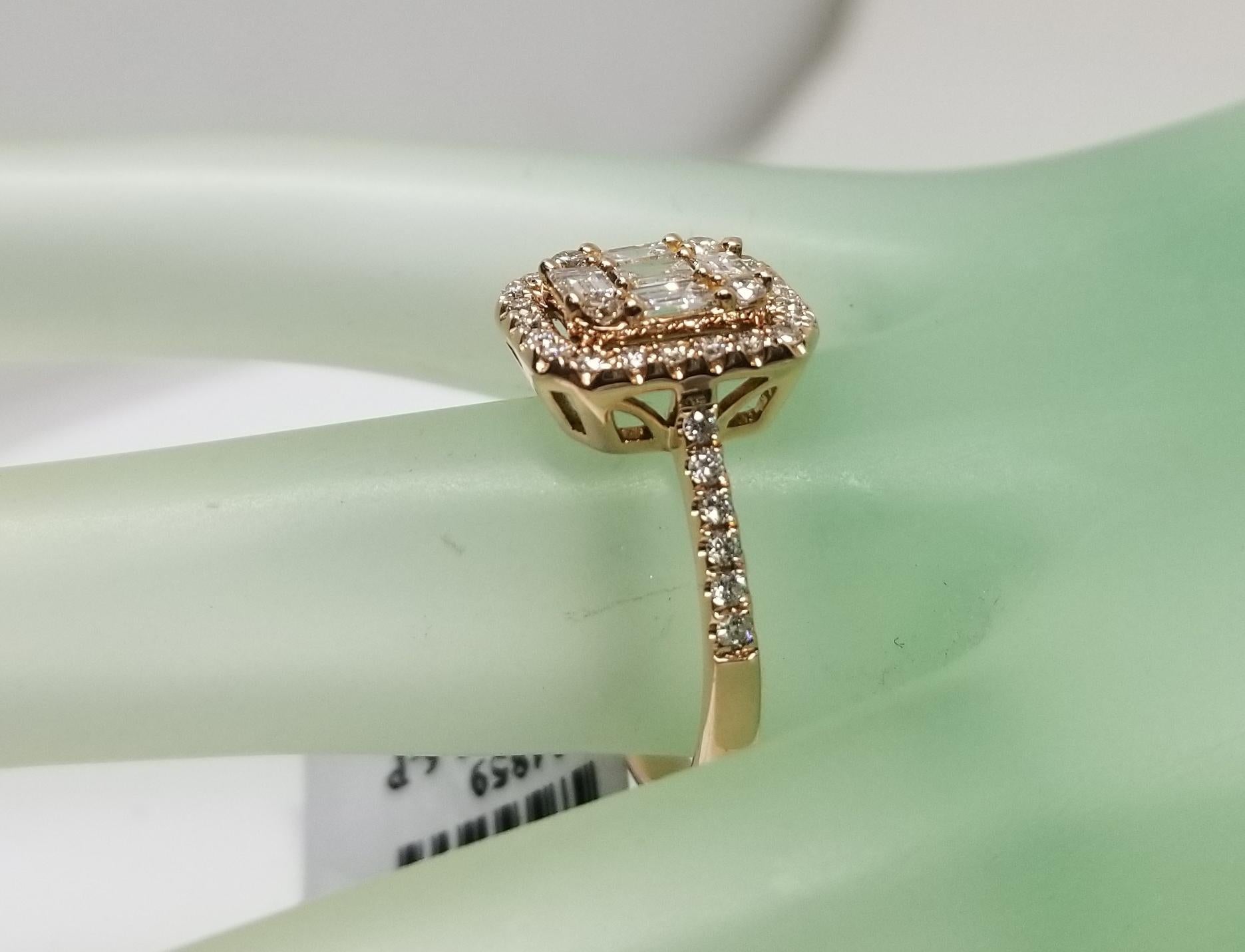 14 Karat Rose Gold Diamond Solitaire Halo Style Ring 2