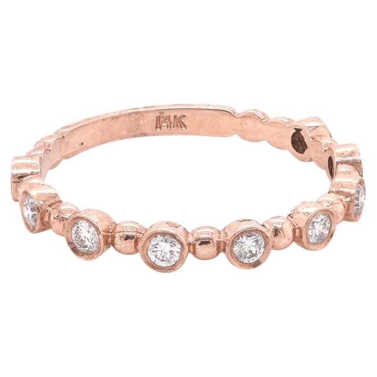 14 Karat Rose Gold Diamond Stackable Anniversary Ring For Sale