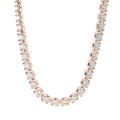 14 Karat Rose Gold Diamond Tennis Necklace