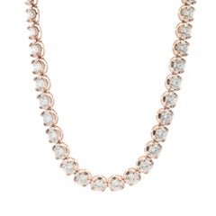 Collier tennis en or rose 14 carats et diamants