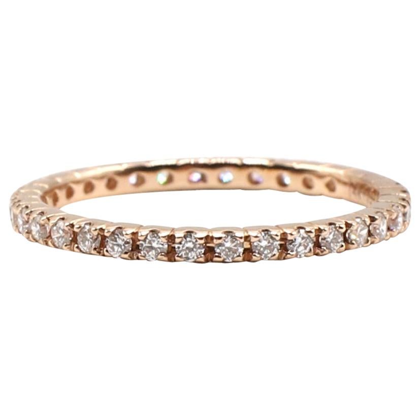 14 Karat Rose Gold Natural Diamond Thin Eternity Band Stackable Ring For Sale