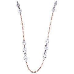 Collier en or rose 14 carats avec diamants au mètre