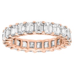 14 Karat Rose Gold Emerald Eternity Diamond Ring '4 1/2 Carat'
