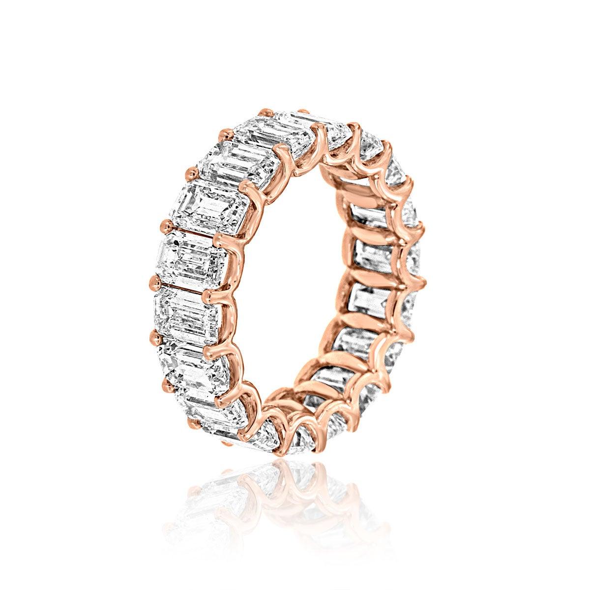 For Sale:  14 Karat Rose Gold Emerald Eternity Diamond Ring '9 1/2 Carat' 2