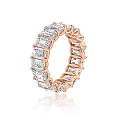 14 Karat Rose Gold Emerald Eternity Diamond Ring '9 1/2 Carat'