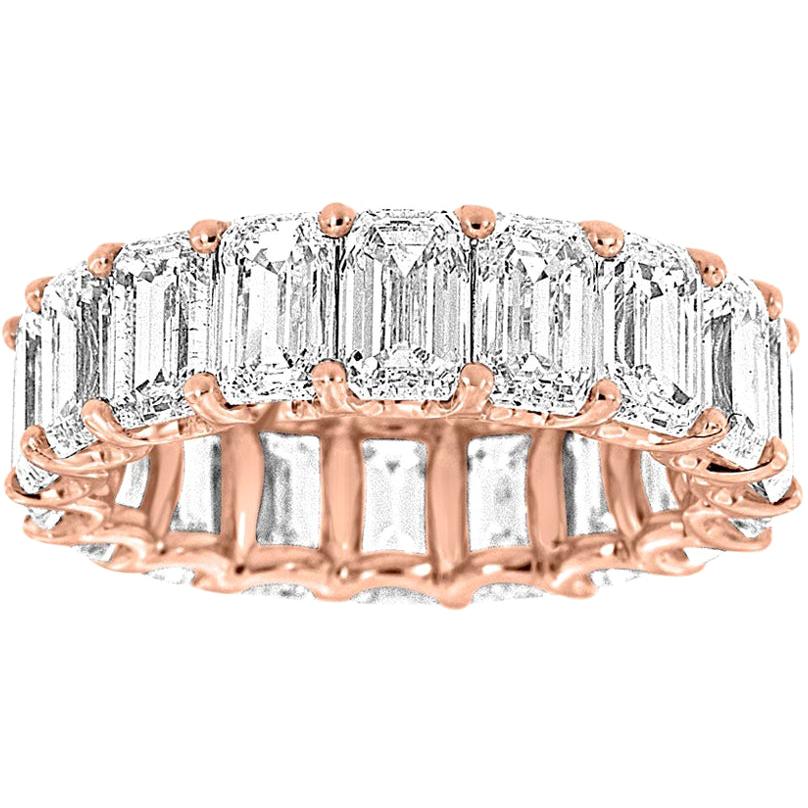 For Sale:  14 Karat Rose Gold Emerald Eternity Diamond Ring '9 1/2 Carat'