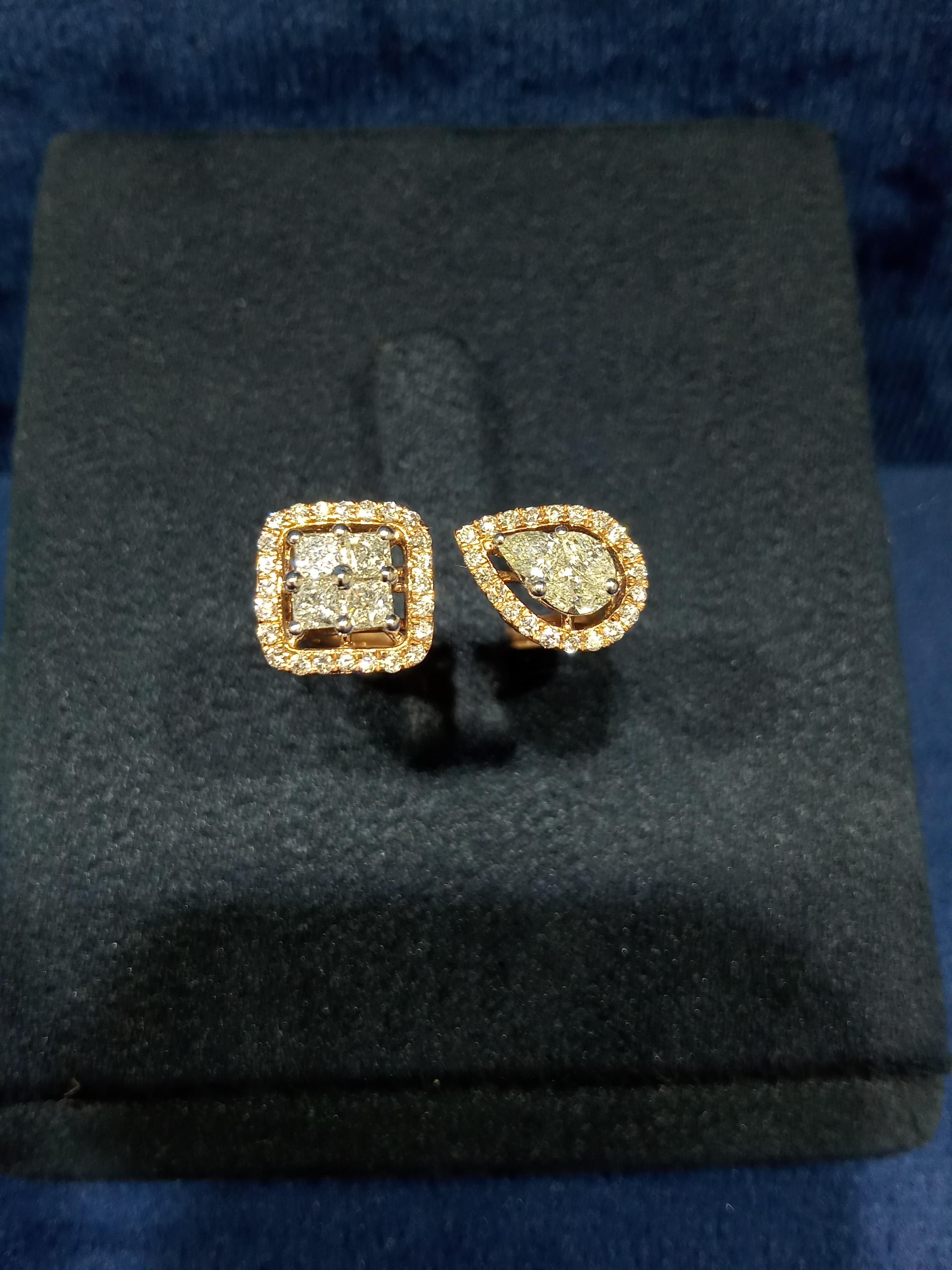 En vente :  Bague en or rose 14 carats avec diamant blanc de forme fantaisie 5