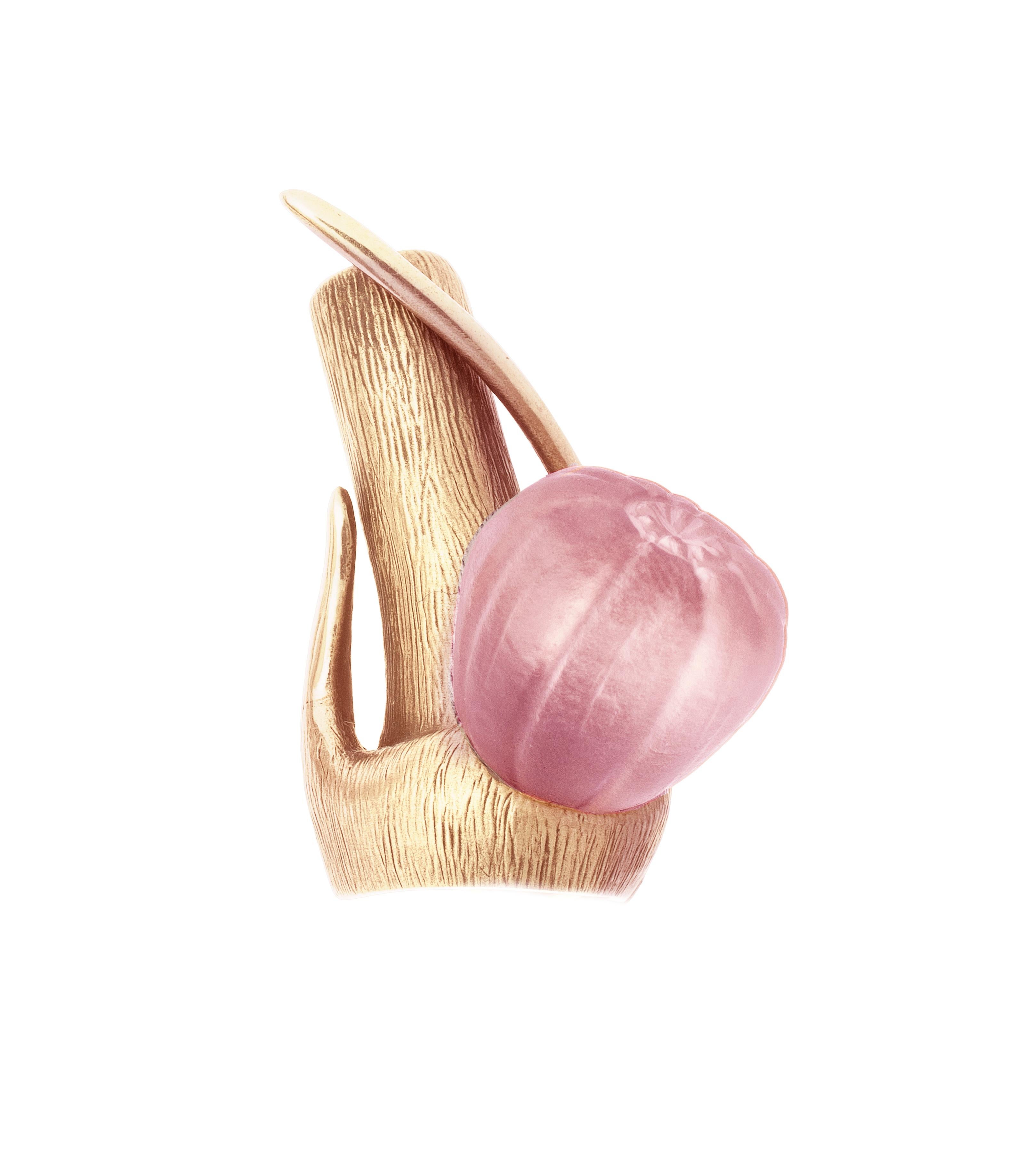 Ce collier pendentif Fig contemporain est en or rose 14 carats et présente un magnifique onyx rose. La collection a fait l'objet de critiques éditoriales de la part de Vogue UA et Harper's Bazaar UA.

Le fruit de la figue est une sculpture
