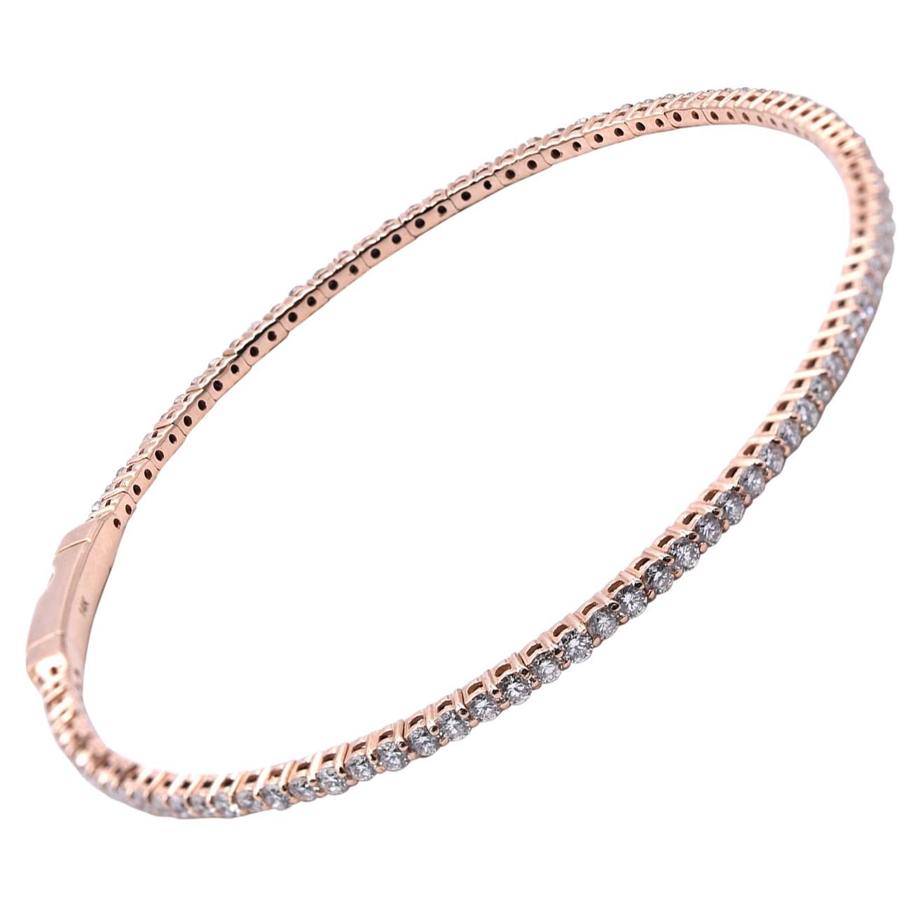 Handcrafted 14 Karat Rose Gold Stackable Wire ID Bracelet For Sale at