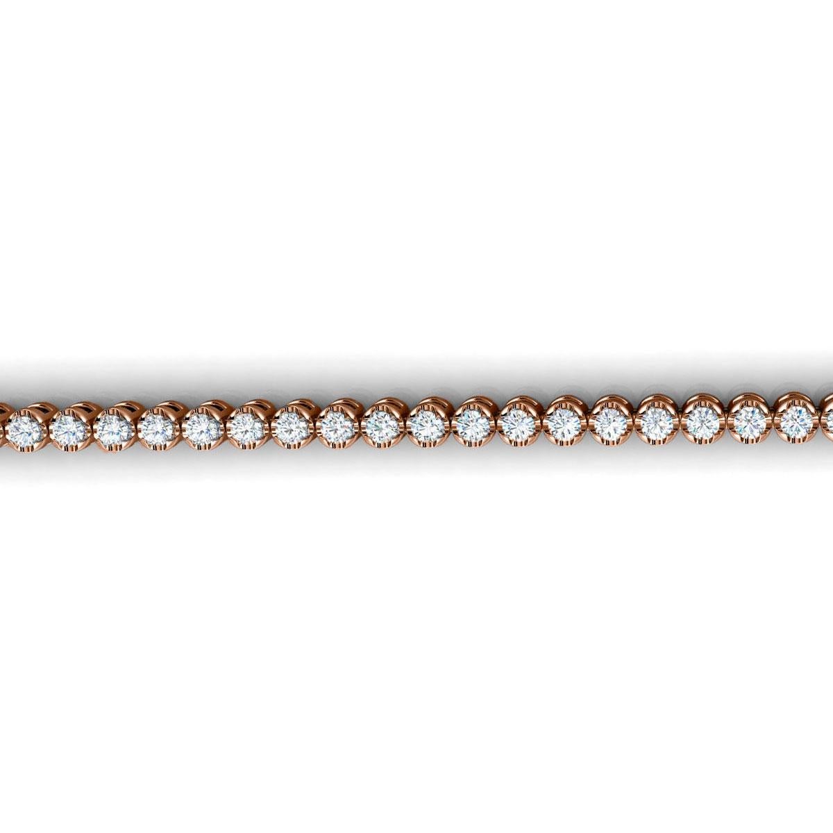 14 Karat Rose Gold Four Prongs Diamond Tennis Bracelet '1 Carat' In New Condition For Sale In San Francisco, CA