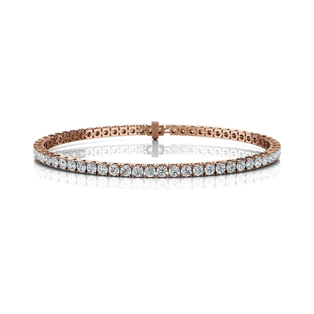 A timeless four prongs diamonds tennis bracelet. Experience the Difference!

Product details: 

Center Gemstone Type: NATURAL DIAMOND
Center Gemstone Color: WHITE
Center Gemstone Shape: ROUND
Center Diamond Carat Weight: 4
Metal: 14K Rose Gold
Metal