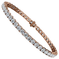 14 Karat Roségold Tennisarmband mit vier Zacken Diamant '7 Karat'