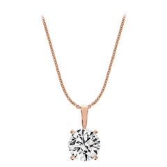 14 Karat Rose Gold Four Prongs Natural Diamond Pendant '2 Carat'