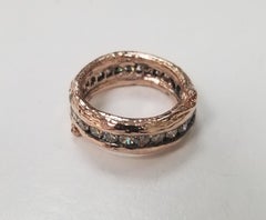 14 Karat Rose Gold Gresha Signature Bark and Diamond Eternity Ring