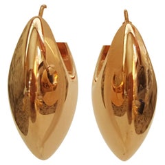 14 Karat Rose Gold Hoop Earrings, Designer Milor, Italian-Made