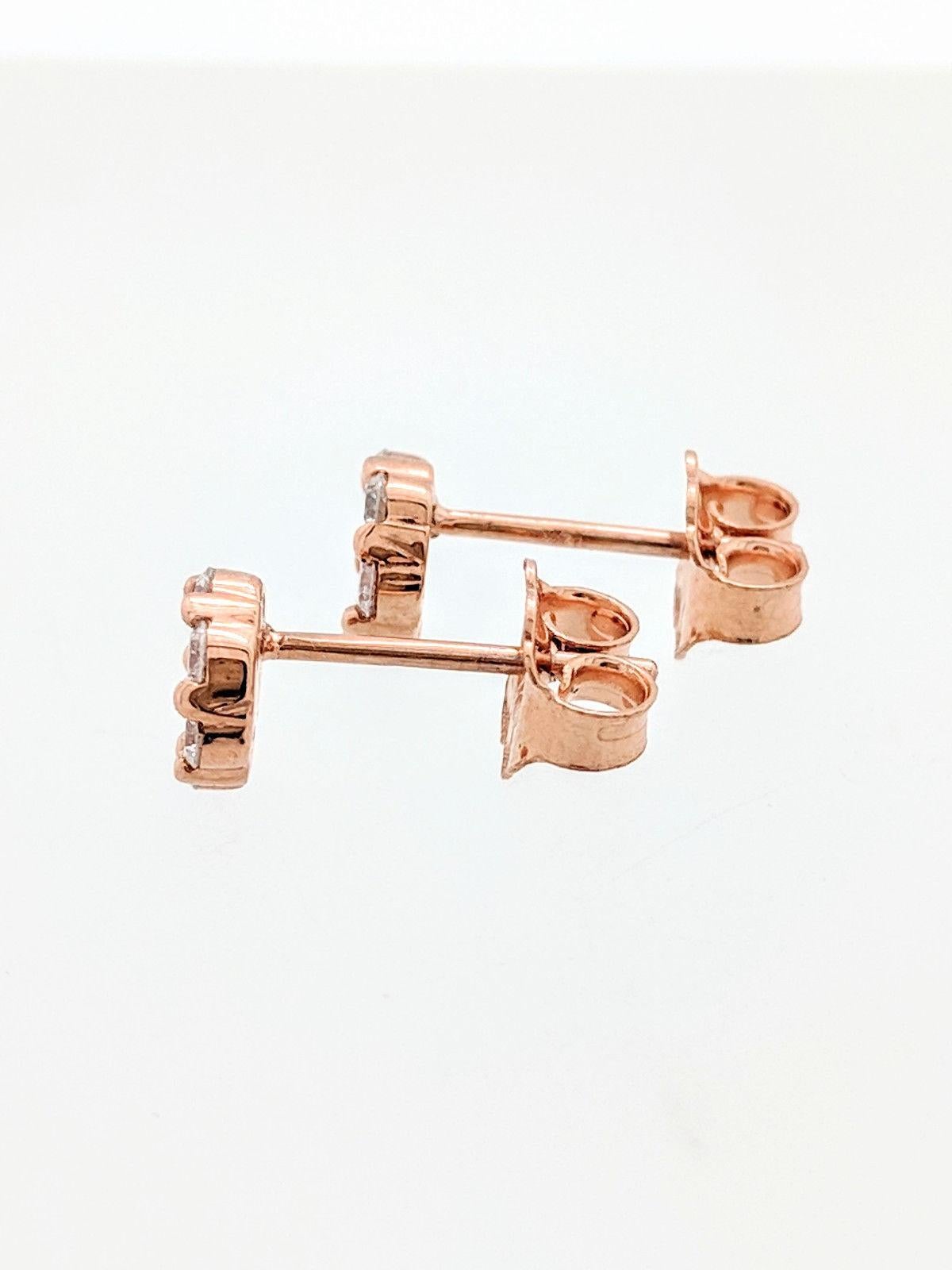 Women's 14 Karat Rose Gold Illusion Set Diamond Stud Earrings .50 Carat SI1-G/H