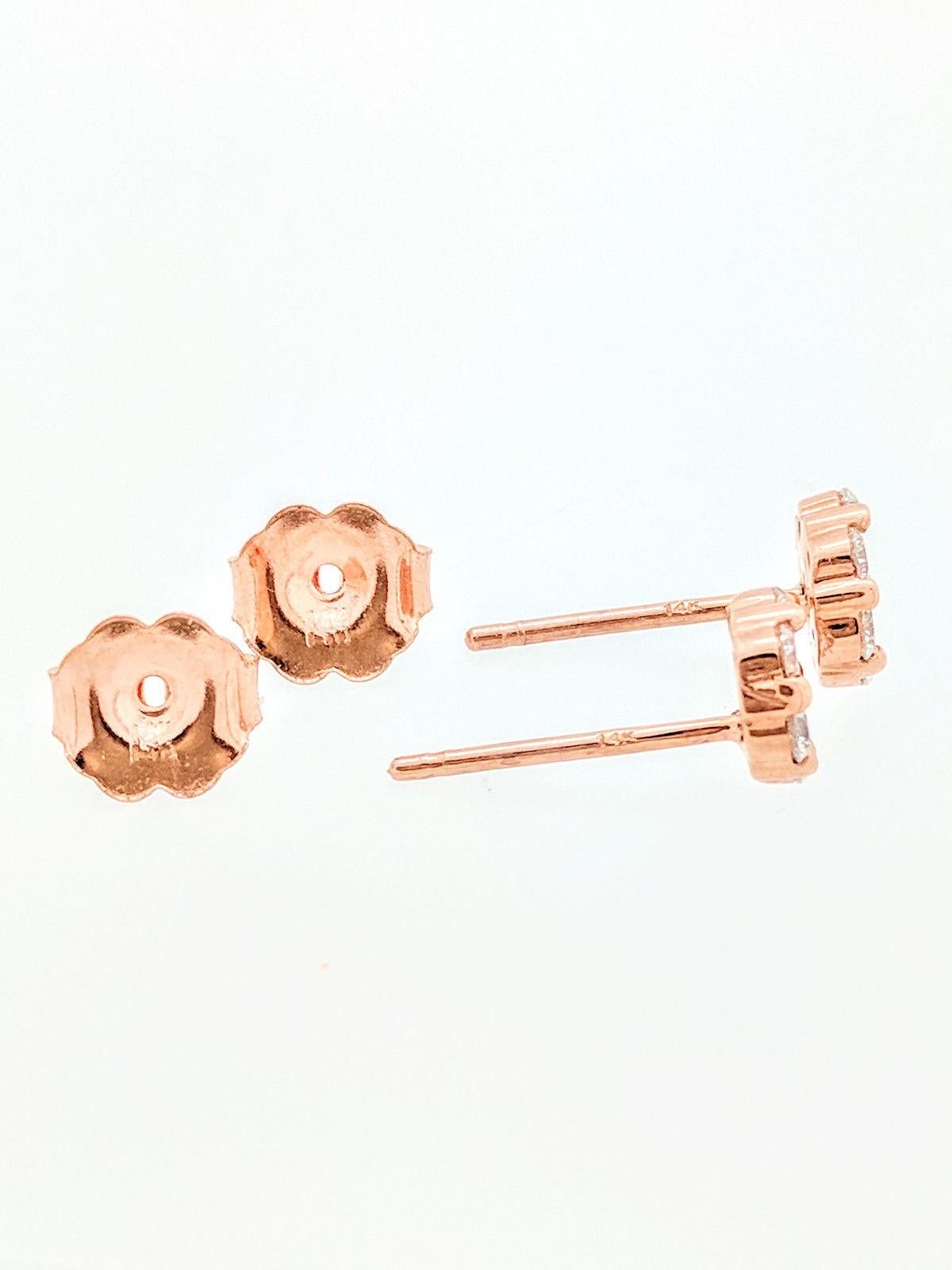 14 Karat Rose Gold Illusion Set Diamond Stud Earrings .50 Carat SI1-G/H 2