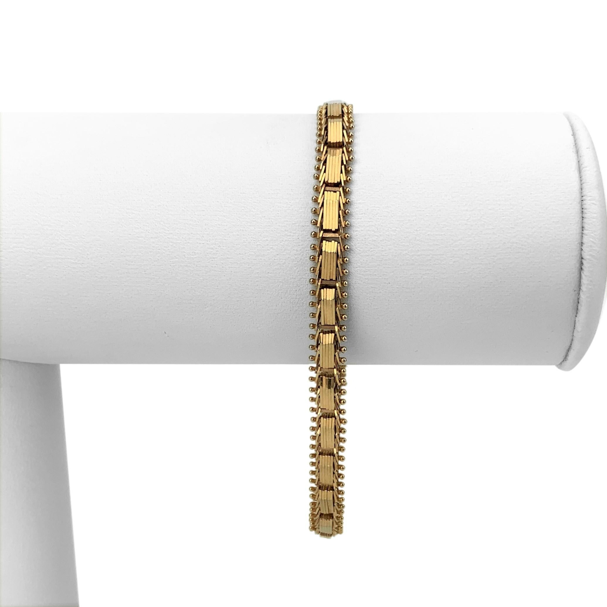 14k Rose Gold 10.5g Imperial Gold QVC Mirror Bar Link Chain Bracelet 7.25