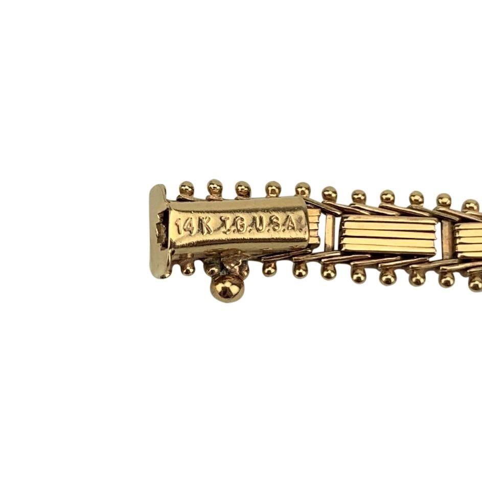 14 Karat Rose Gold Imperial Gold Mirror Bar Link Chain Bracelet 2