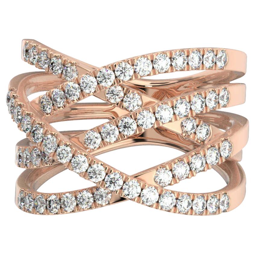 14 Karat Rose Gold Laval Fashion Diamond Ring '1.00 Carat' For Sale