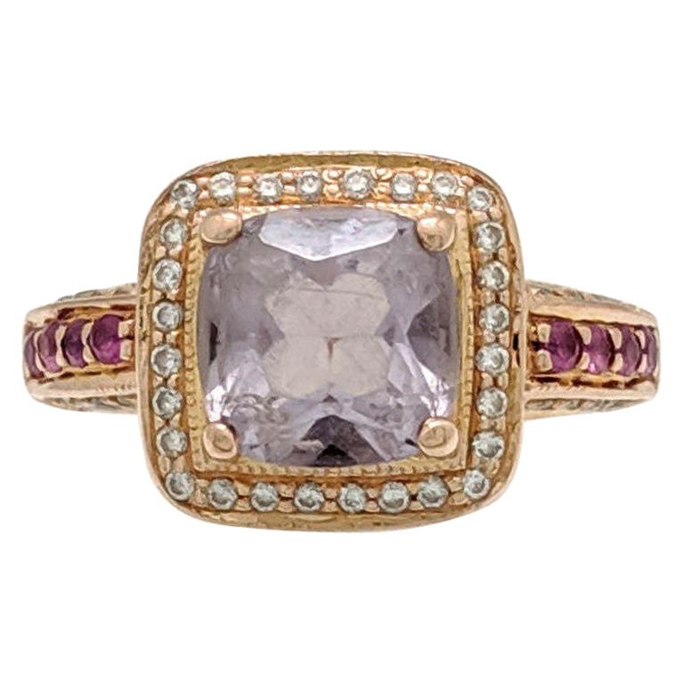 14 Karat Rose Gold Le Vian Amethyst Diamond Pink Sapphire Ring For Sale