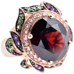 14 Karat Rose Gold LeVian Garnet, Tsavorite, and Vanilla Topaz Ring