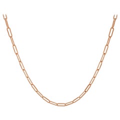 14 Karat Rose Gold Link Paperclip Chain Necklace - 18 inches, Made in Italy