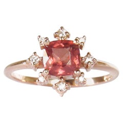 14 Karat Rose Gold Malaya Garnet and Diamonds Ring