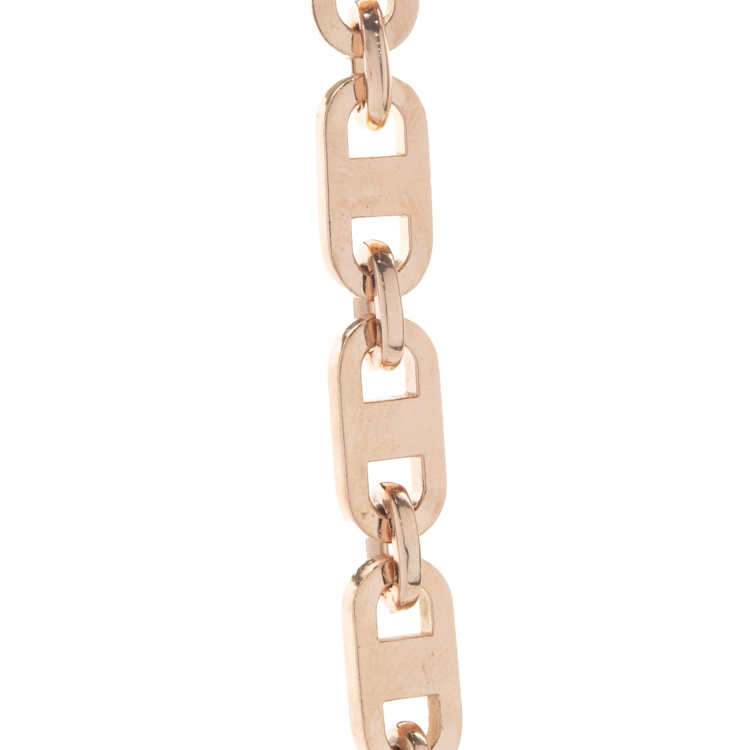 Material: 14K rose gold
Dimensions: bracelet will fit up to an 6.5-inch wrist
Weight: 29.09 grams
