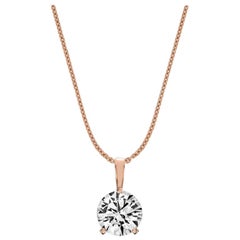 14 Karat Rose Gold Martini 3 Prongs Natural Diamond Pendant '1 Carat'