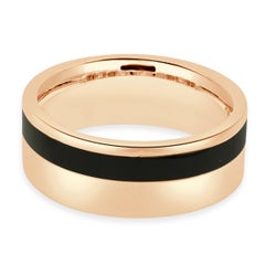14 Karat Rose Gold Mens Ring w/ Black Onyx Inlay