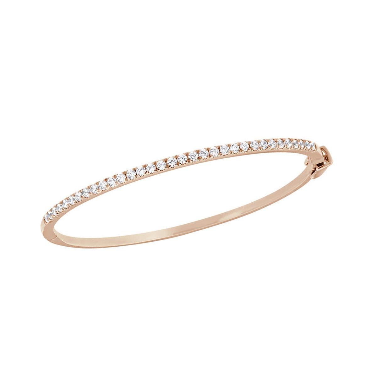 14 Karat Rose Gold Micro-Prong Diamond Bangle '1 Carat' In New Condition For Sale In San Francisco, CA