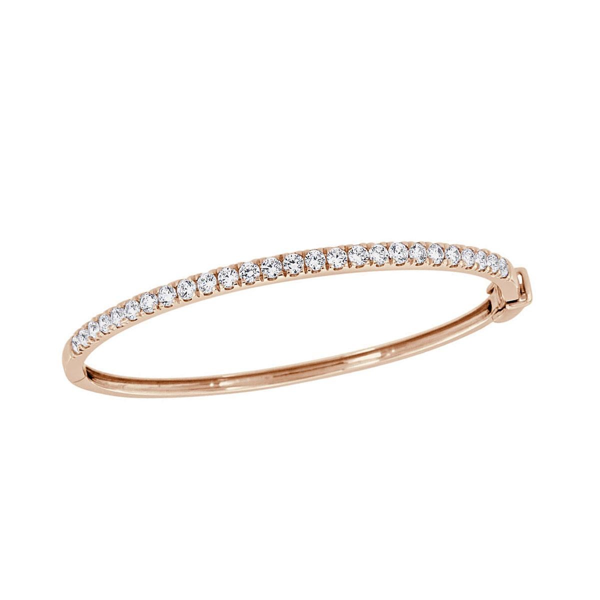 14 Karat Rose Gold Micro-Prong Diamond Bangle '2 Carat' In New Condition For Sale In San Francisco, CA