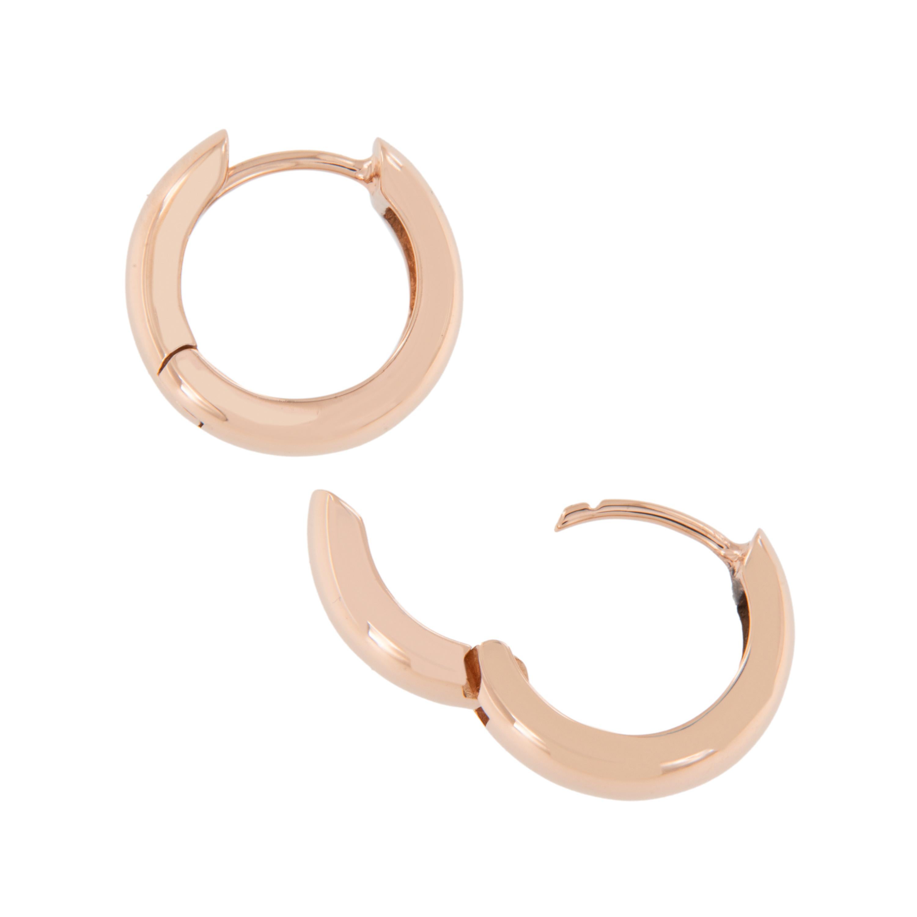 Contemporaneo Orecchini a cerchio Mini Huggie in oro rosa 14 carati in vendita