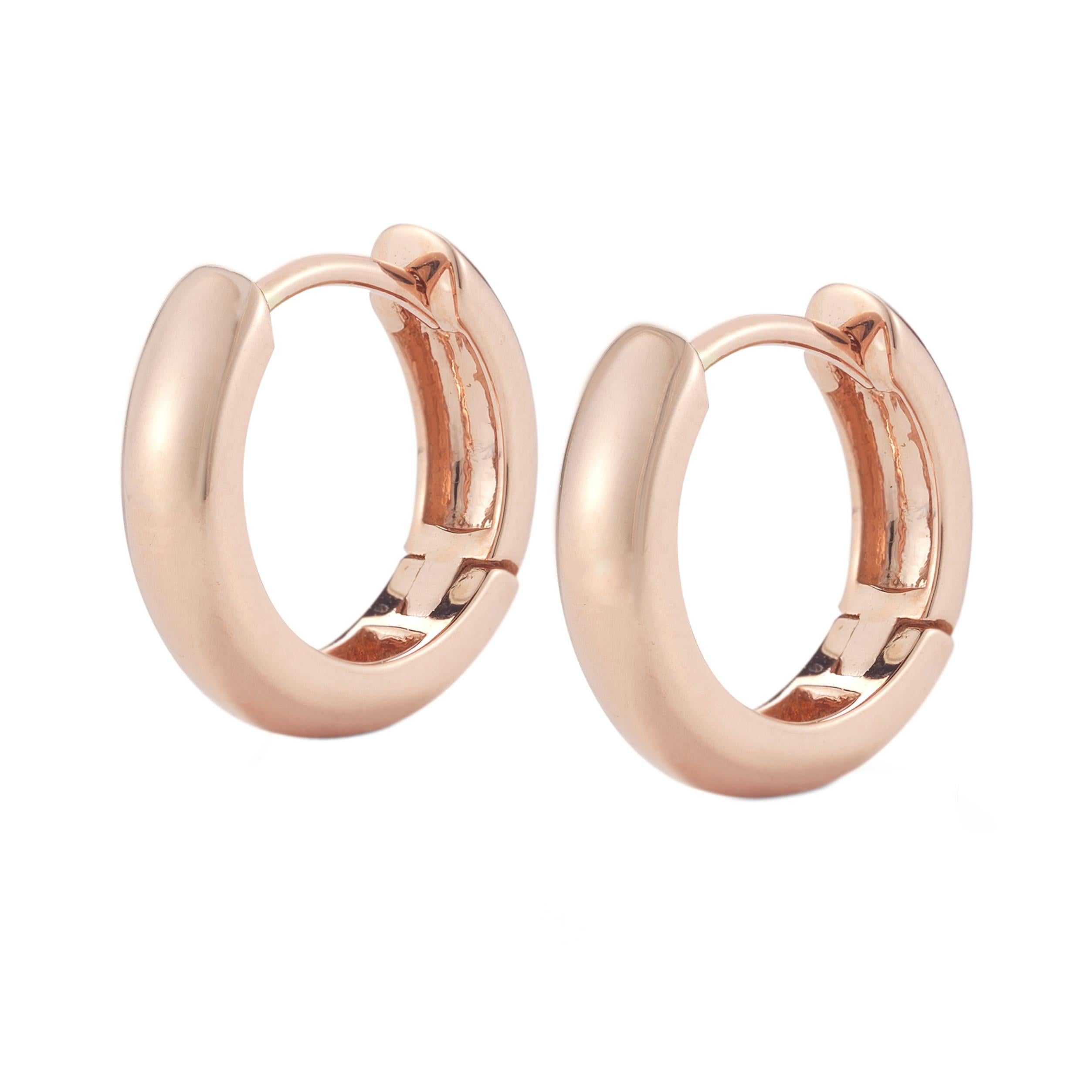 Orecchini a cerchio Mini Huggie in oro rosa 14 carati In condizioni Nuovo in vendita a Troy, MI