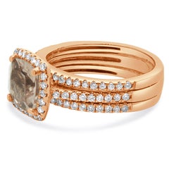 14 Karat Rose Gold Morganite and Diamond Ring