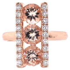 14 Karat Rose Gold Morganite and Diamond Ring