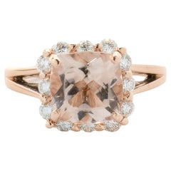 14 Karat Rose Gold Morganite and Diamond Ring