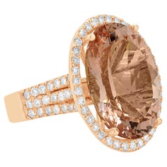 14 Karat Rose Gold Morganite and Diamond Ring