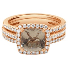 Anello in oro rosa 14 carati con morganite e diamanti