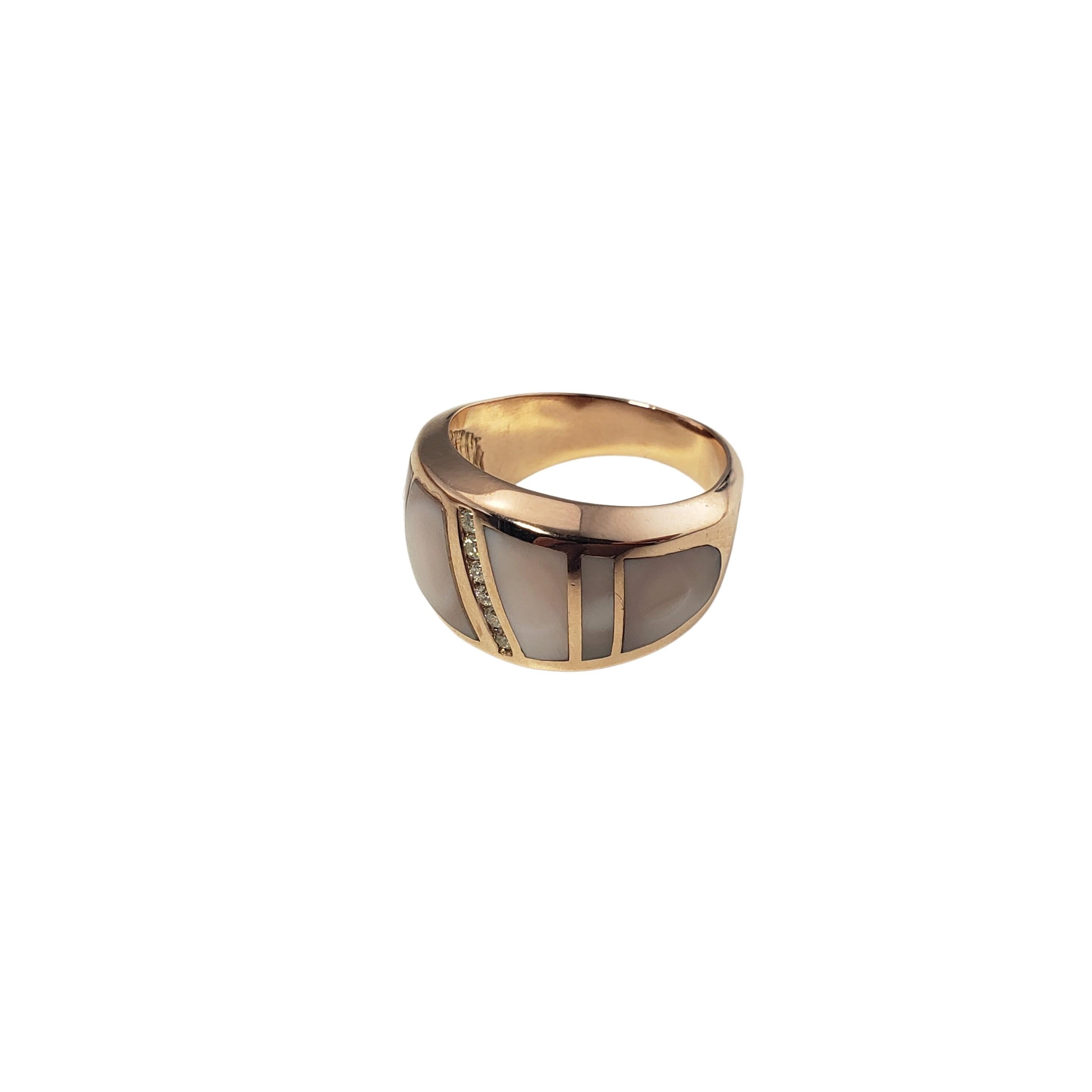 Women's 14 Karat Rose Gold Mother of Pearl and Diamond Ring For Sale