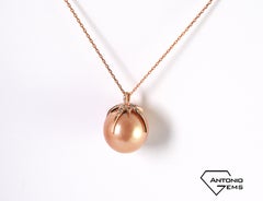 Collier en or rose 14 carats avec perles naturelles et diamants