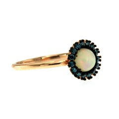 14 Karat Rose Gold Opal Colored Diamond Ring