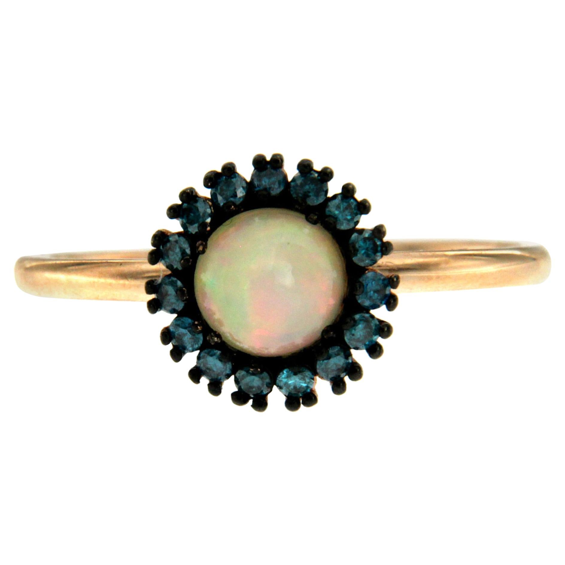 14 Karat Rose Gold Opal Colored Diamond Ring