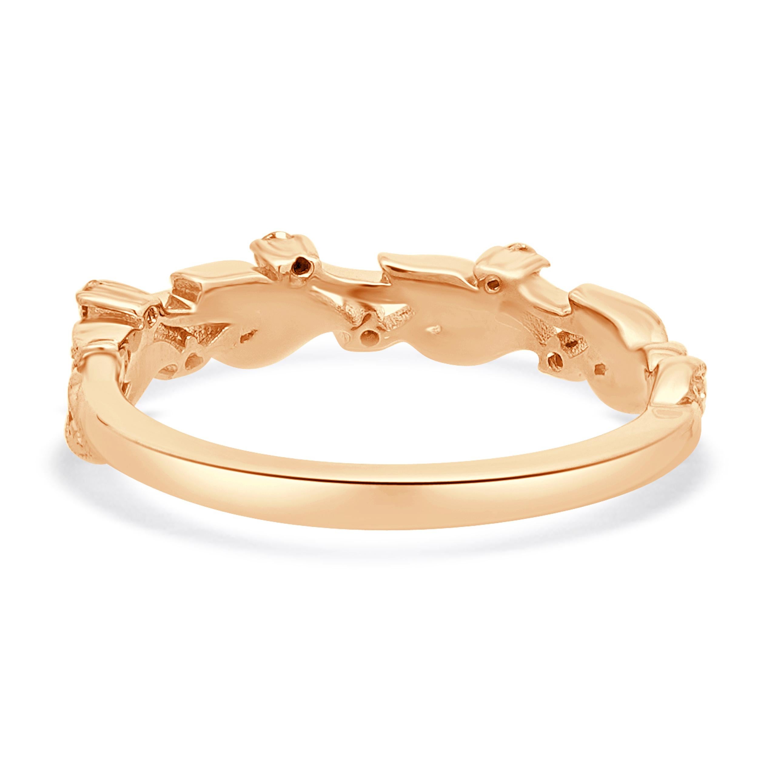 Taglio rotondo Fascia con diamante Orchard in oro rosa 14 carati in vendita