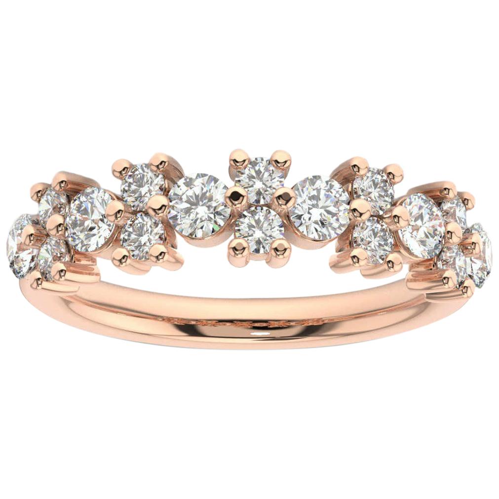 14 Karat Rose Gold Orchid Diamond Cluster Ring '1 Carat' For Sale
