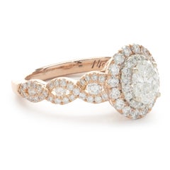 14 Karat Rose Gold Oval Diamond Engagement Ring