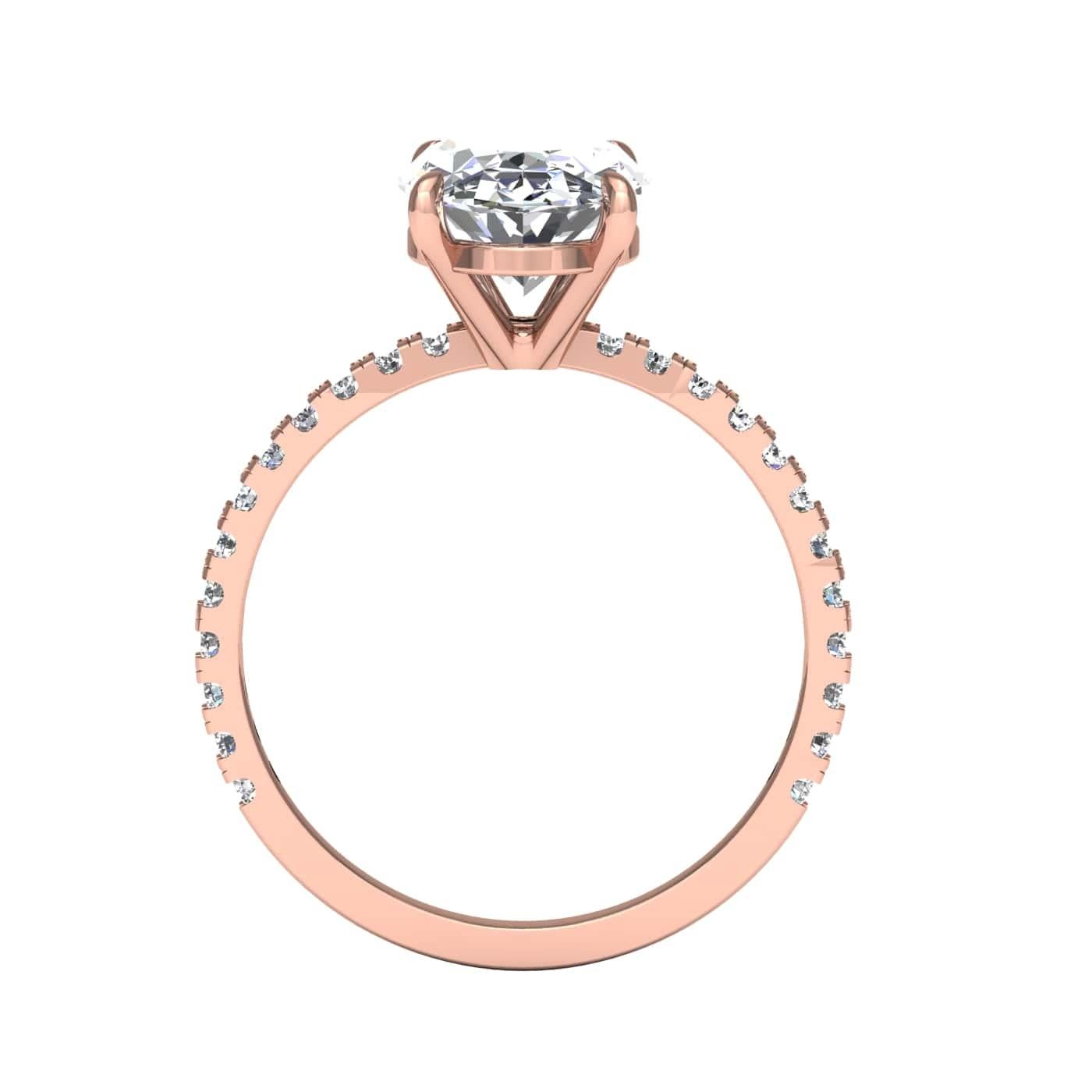 For Sale:  14 Karat Rose Gold Oval Diamond with Pavé 2.5 Carat Center '2.8 Carat' L SI2 GIA 3